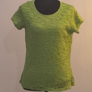 Coldwater Creek Lime Green Textured Short-Sleeve Tee